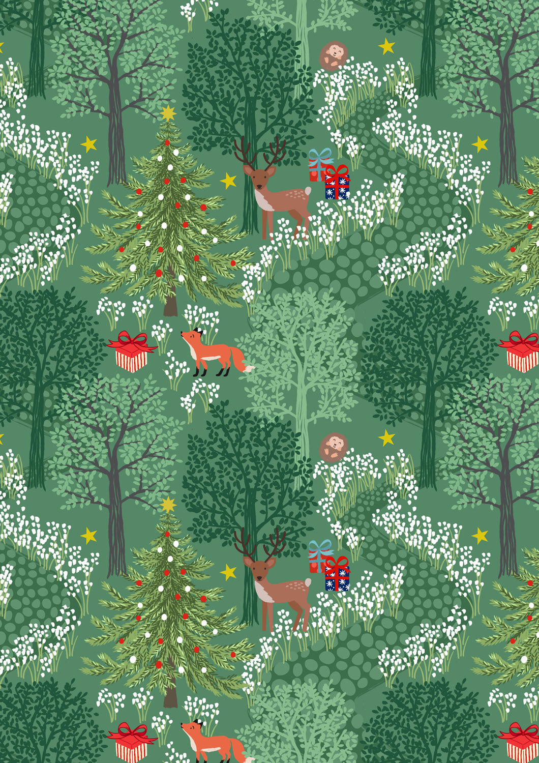 Christmas in Bluebell Wood - Green With Metallic