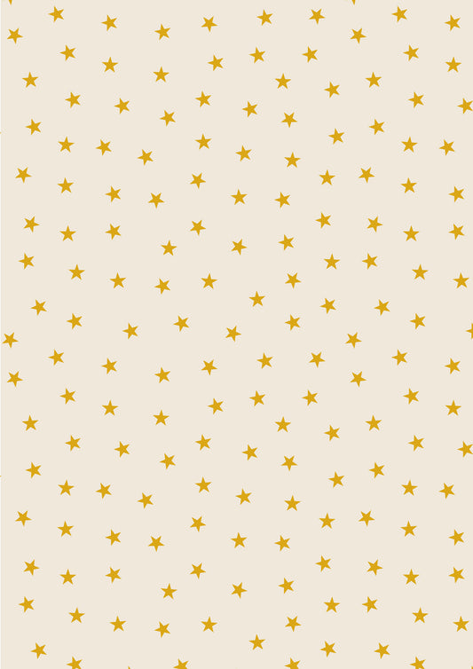 Christmas in Bluebell Wood - Gold Stars On Cream With Metallic