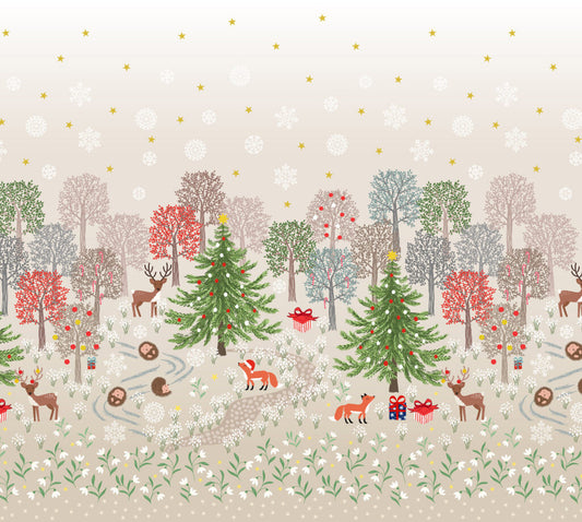 Christmas in Bluebell Wood - Double Edge Border With Metallic