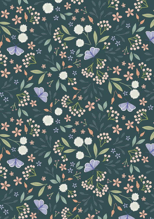 Floral Odyssey - Deep Teal