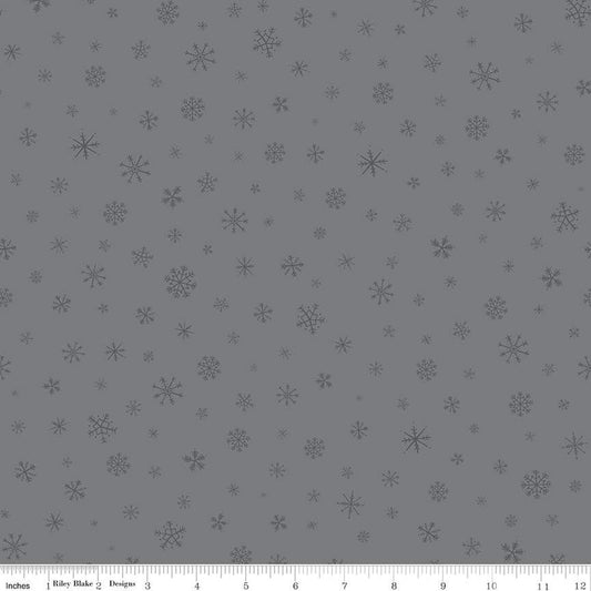 Flannel Snow Leopard Snowflakes Gray