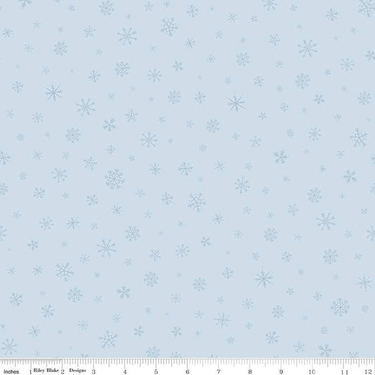 Flannel Snow Leopard Snowflakes Ice Blue