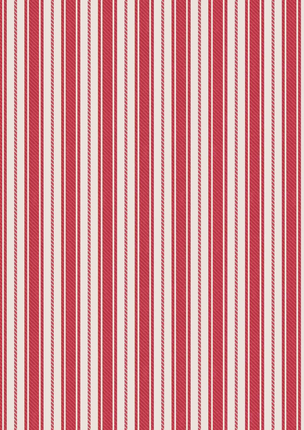 Country Comforts - Soft Red Ticking Stripe Flannel