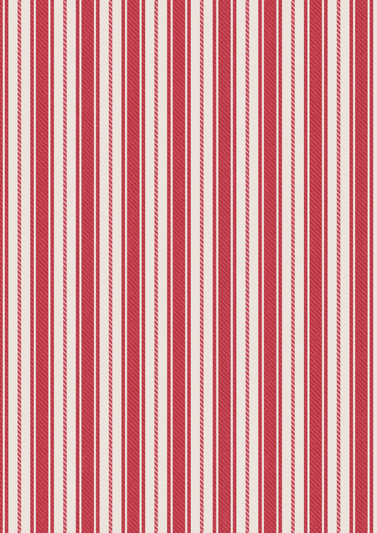 Country Comforts - Soft Red Ticking Stripe Flannel