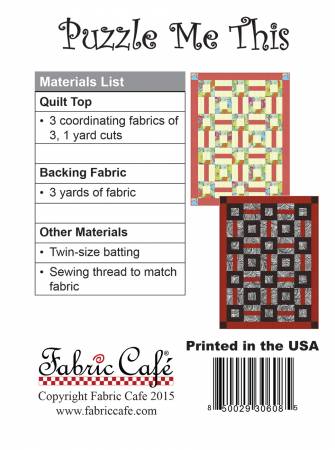 Three Yard Quilt Pattern - Puzzle Me This