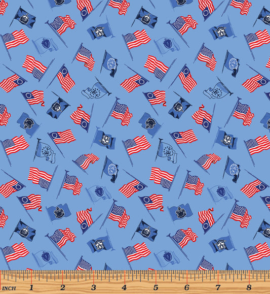 Patriotic Flags Medium Blue