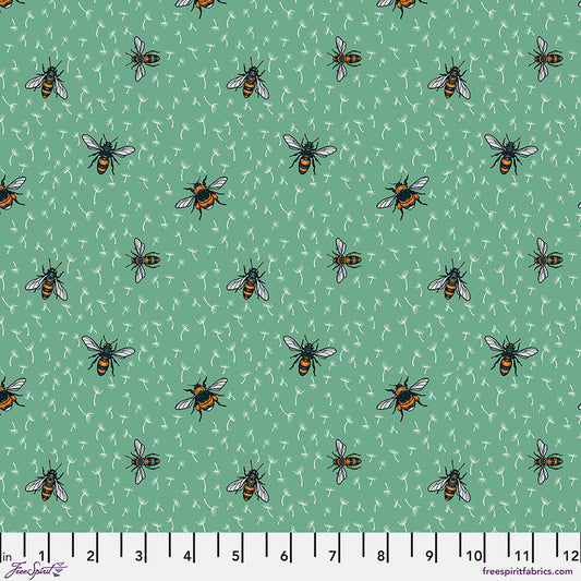 Garden Bed - Bees Mint Freespirit Fabrics Rachel Hauer 