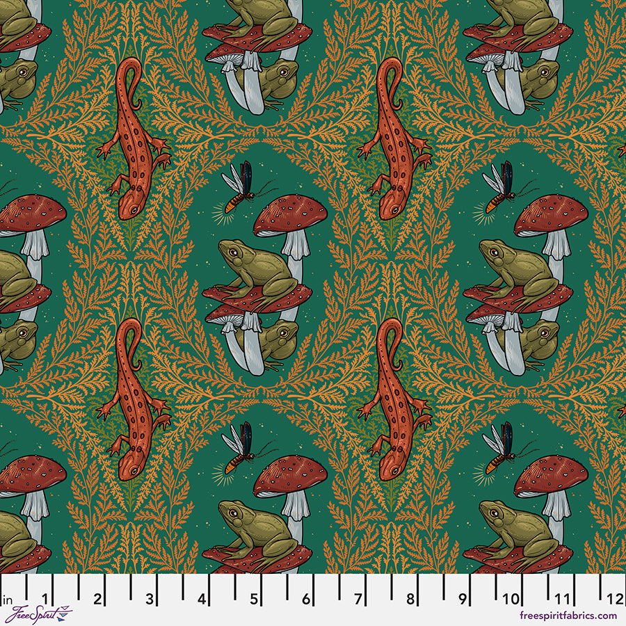 Garden Bed - Garden Glow Dark Aqua by Rachel Hauer FreeSpirit Fabrics 