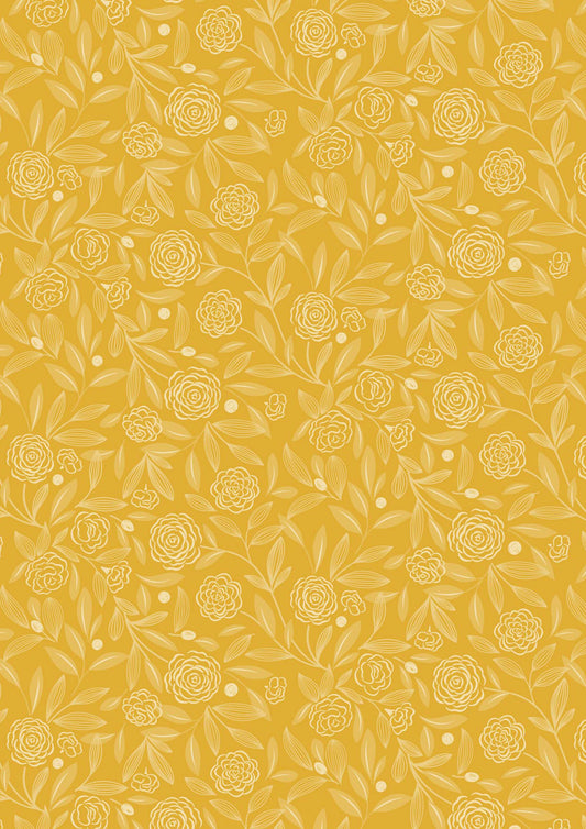 Joys of Spring - Camellias Charm Sunrise Orange Lewis and Irene Fabrics  Cassandra Connolly