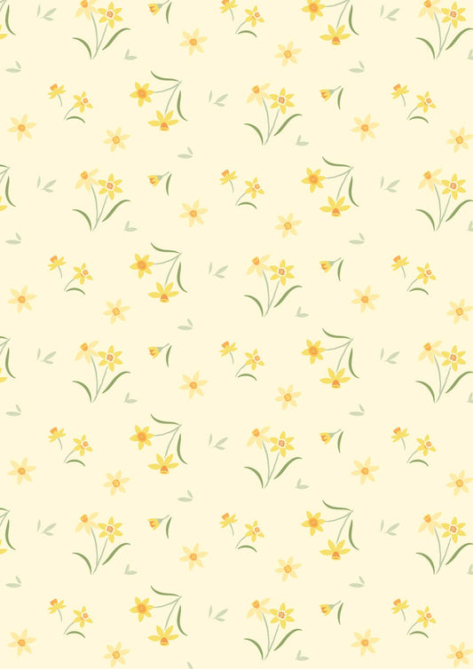Joys of Spring - Daffodil Delight Pastel Yellow Lewis and Irene Fabrics Cassandra Connolly