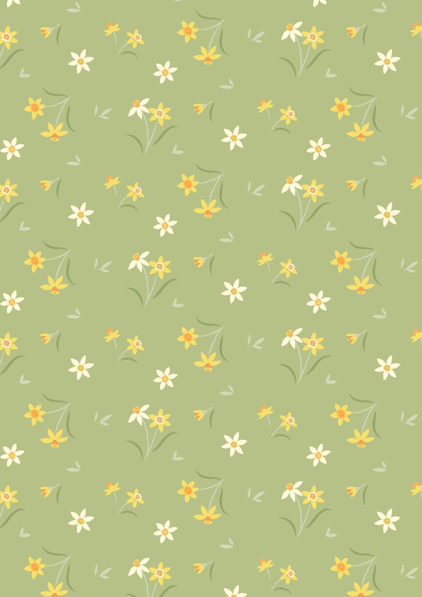 Joys of Spring - Daffodil Delight Spring Green  Lewis and Irene Fabrics Cassandra Connolly