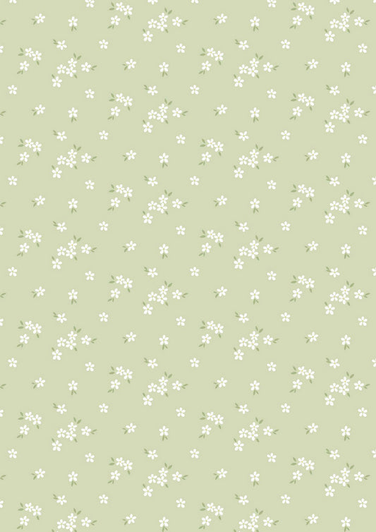 Joys of Spring - Flowerets Pale Sage Green Lewis and Irene Fabrics Cassandra Connolly