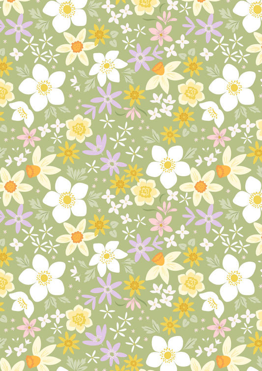 Joys of Spring - Springtide Spring Green Lewis and Irene Fabrics 