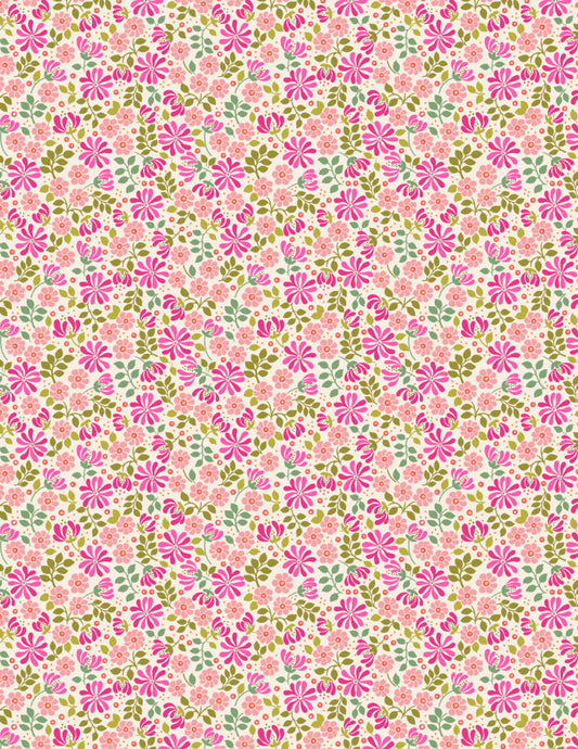 Boho Blooms - Floral Burst Pinks and Green