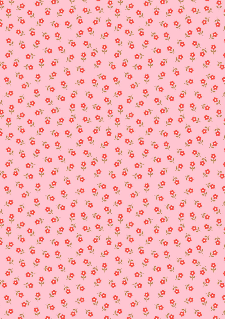 Boho Blooms - Little Daisies Red on Pink
