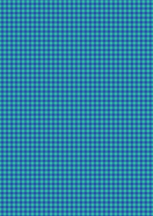 Patchwork Joy - Navy Blue and Turquoise Mini Gingham