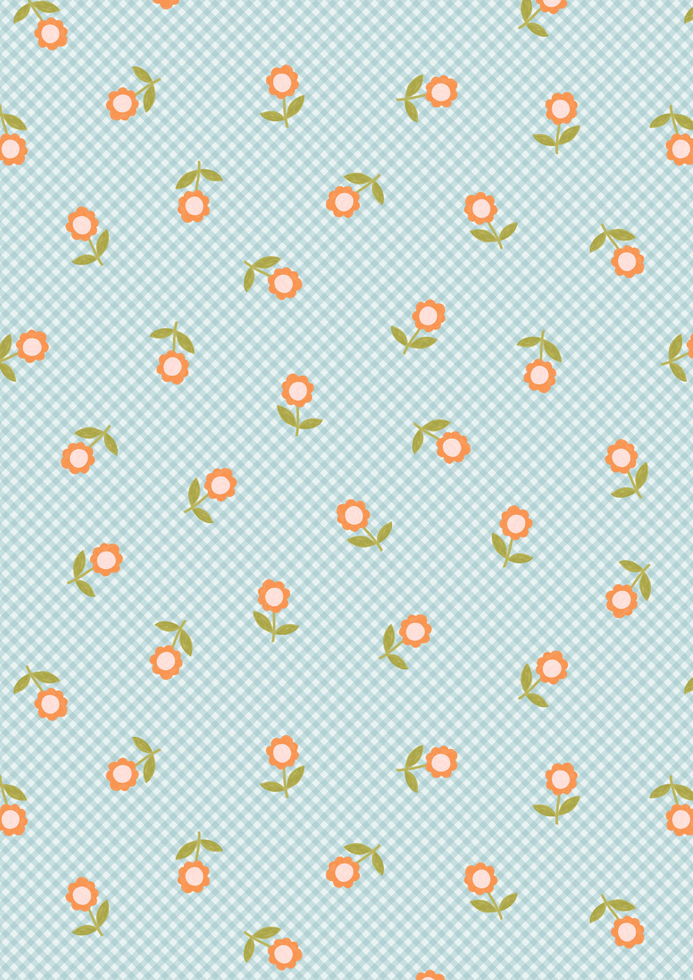 Patchwork Joy - Light Blue Micro Gingham Flowers