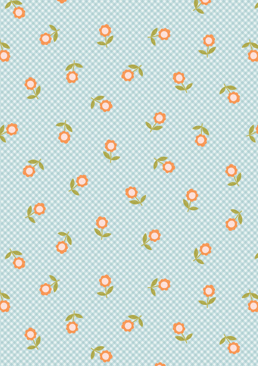 Patchwork Joy - Light Blue Micro Gingham Flowers