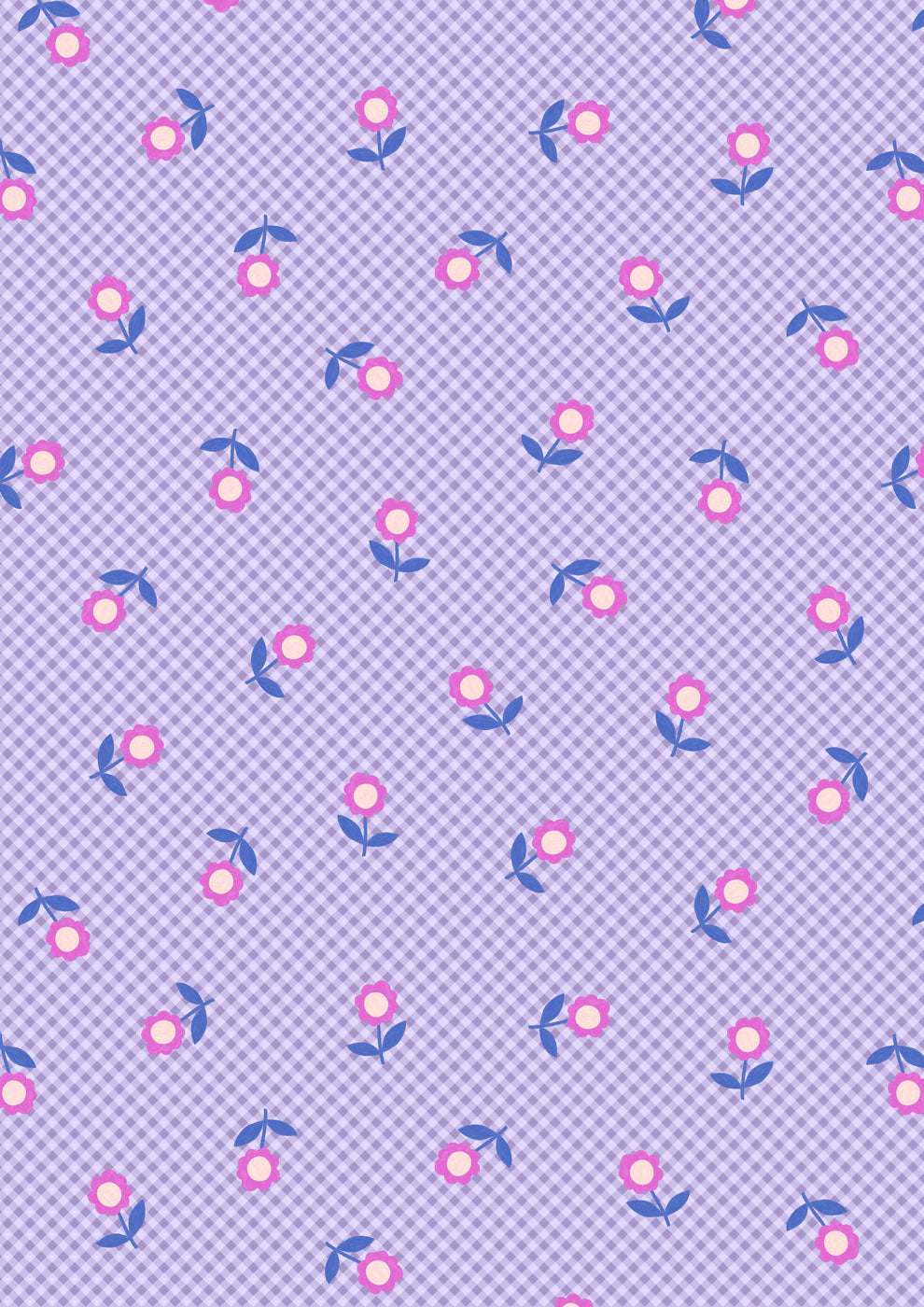 Patchwork Joy - Lavender Micro Gingham Flowers