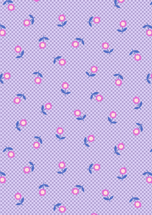 Patchwork Joy - Lavender Micro Gingham Flowers