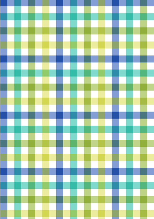 Patchwork Joy - Blue to Green Big Gingham