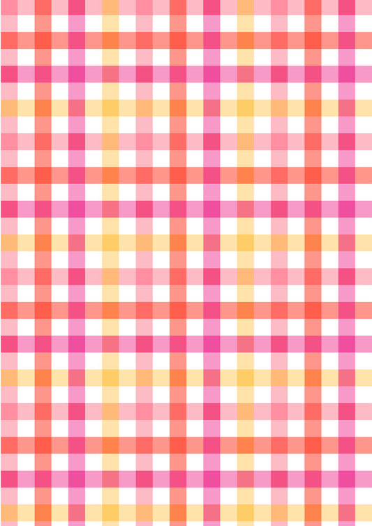 Patchwork Joy - Pink to Red Big Gingham