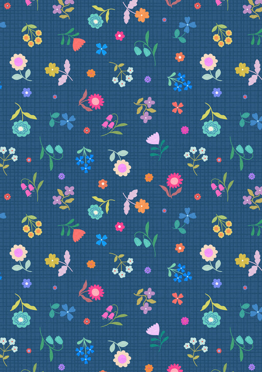 Patchwork Joy - Blue Flower Grid