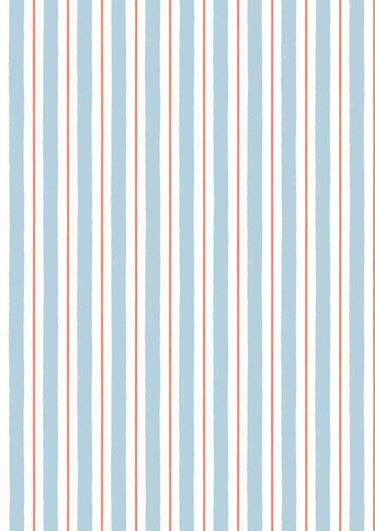 Seas The Day - Stripe Blue and Coral