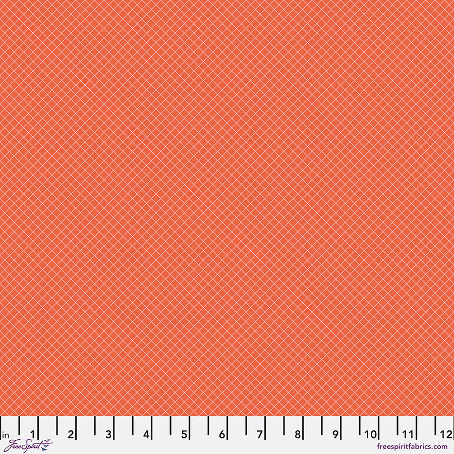 Tula Pink True Colors - On the Grid - Salmon