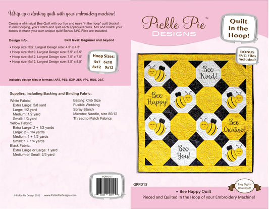 Bee Happy Quilt - Pickle Pie Designs
