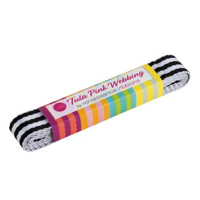 Tula Pink Webbing - Black and White 1"