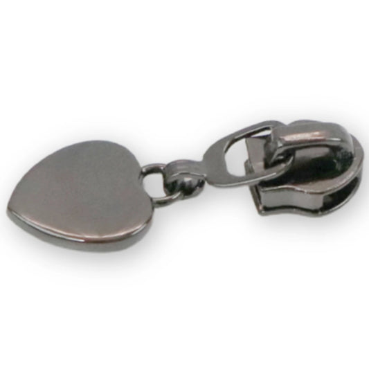 Four 5 Heart Zipper Pulls Gunmetal