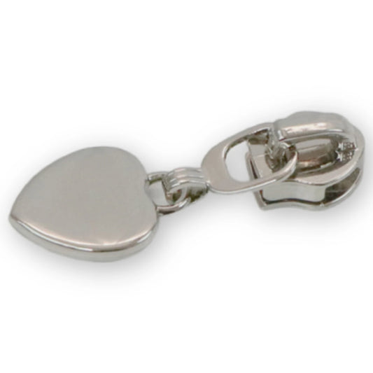 Four 5 Heart Zipper Pulls Nickel