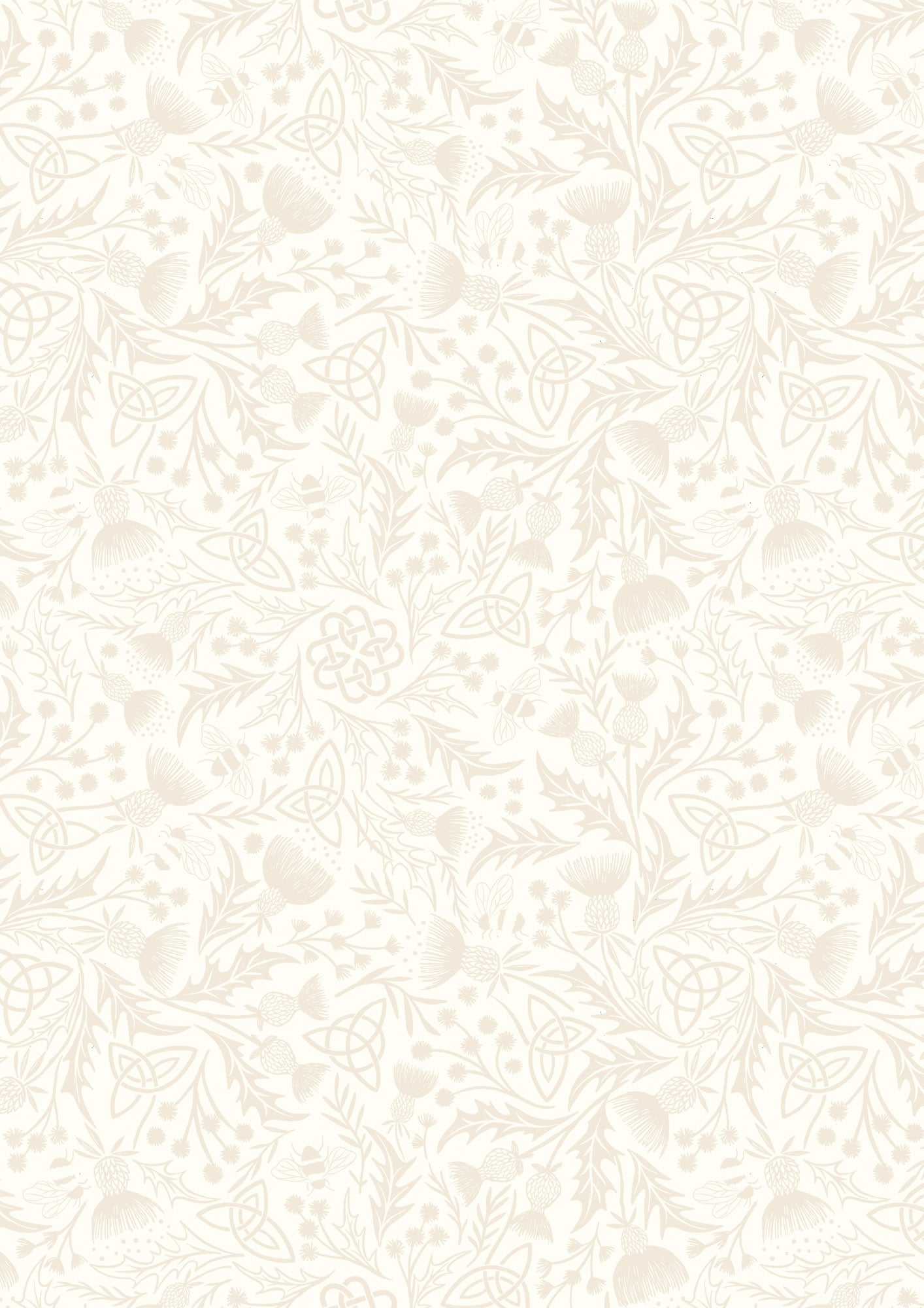 Tiny Tonals - Cream on Cream Celtic Knot and Thistle