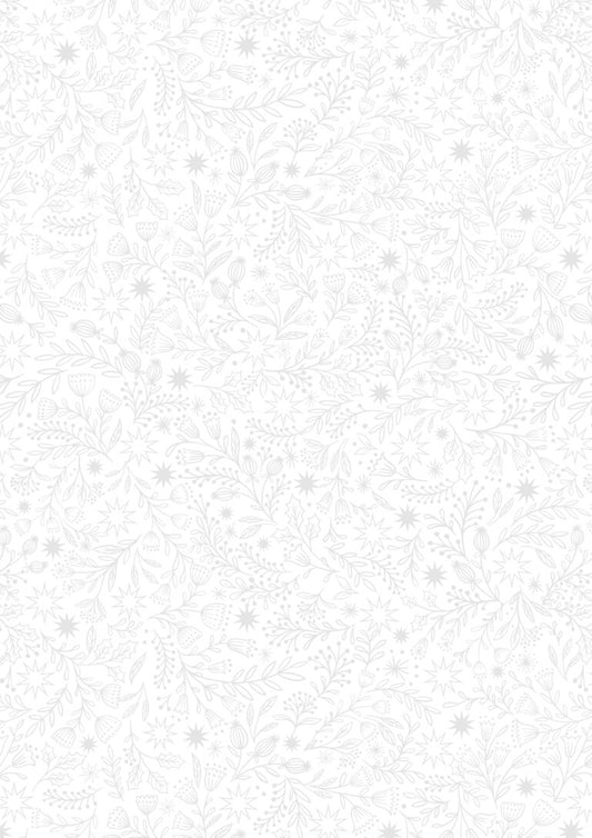 Tiny Tonals - Star floral White on White