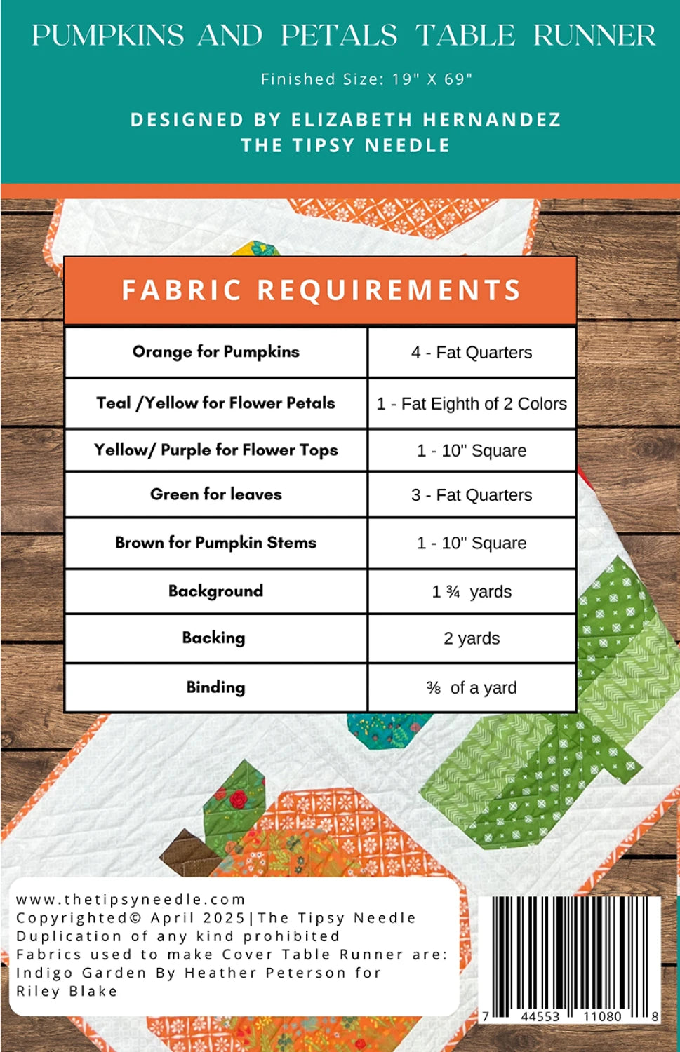 Pumpkin and Petals Table Runner