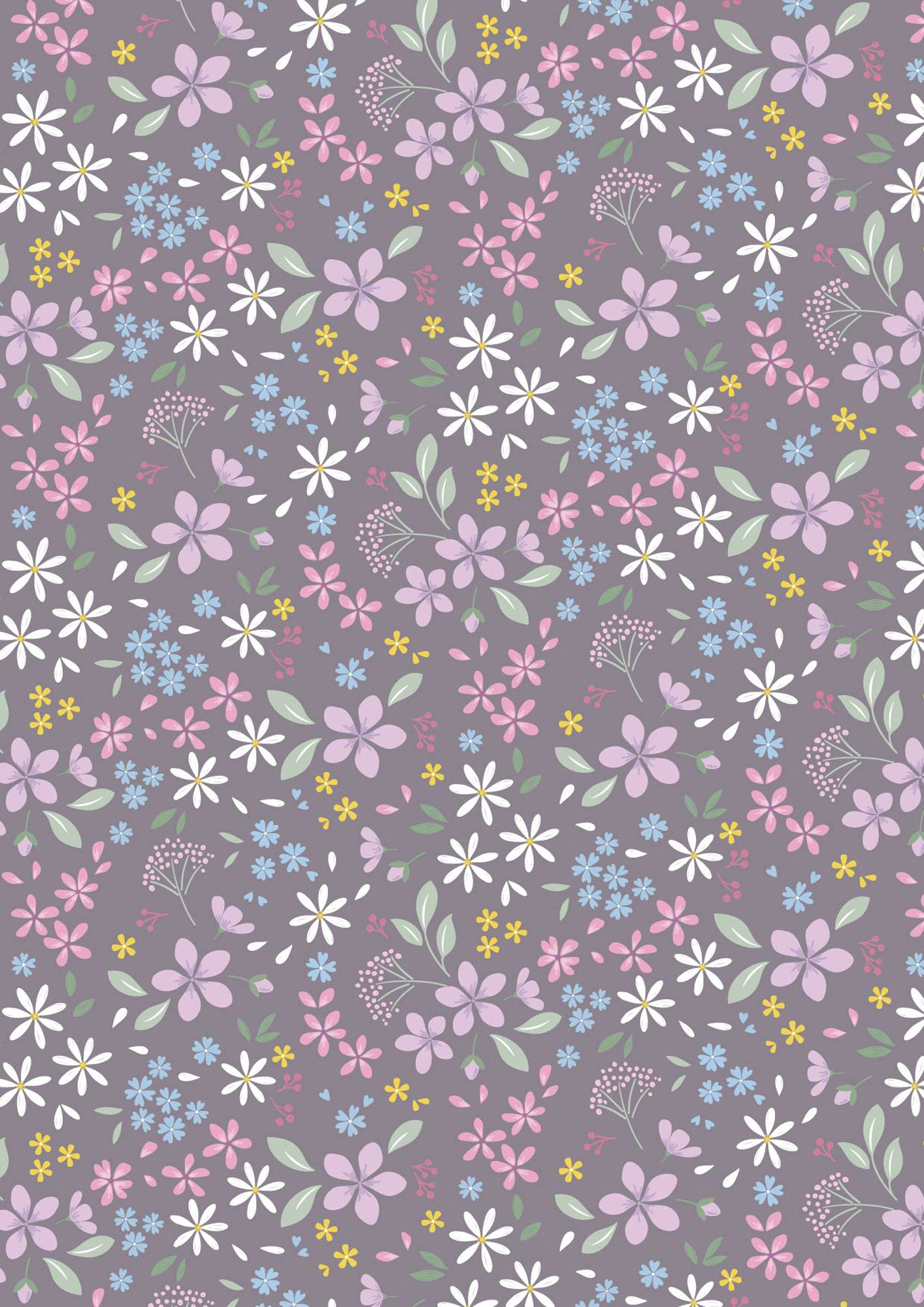 The Pressed Flowers Collection - Floral Ode Light Charcoal Cassandra Connolly with Lewis and Irene Fabrics 

