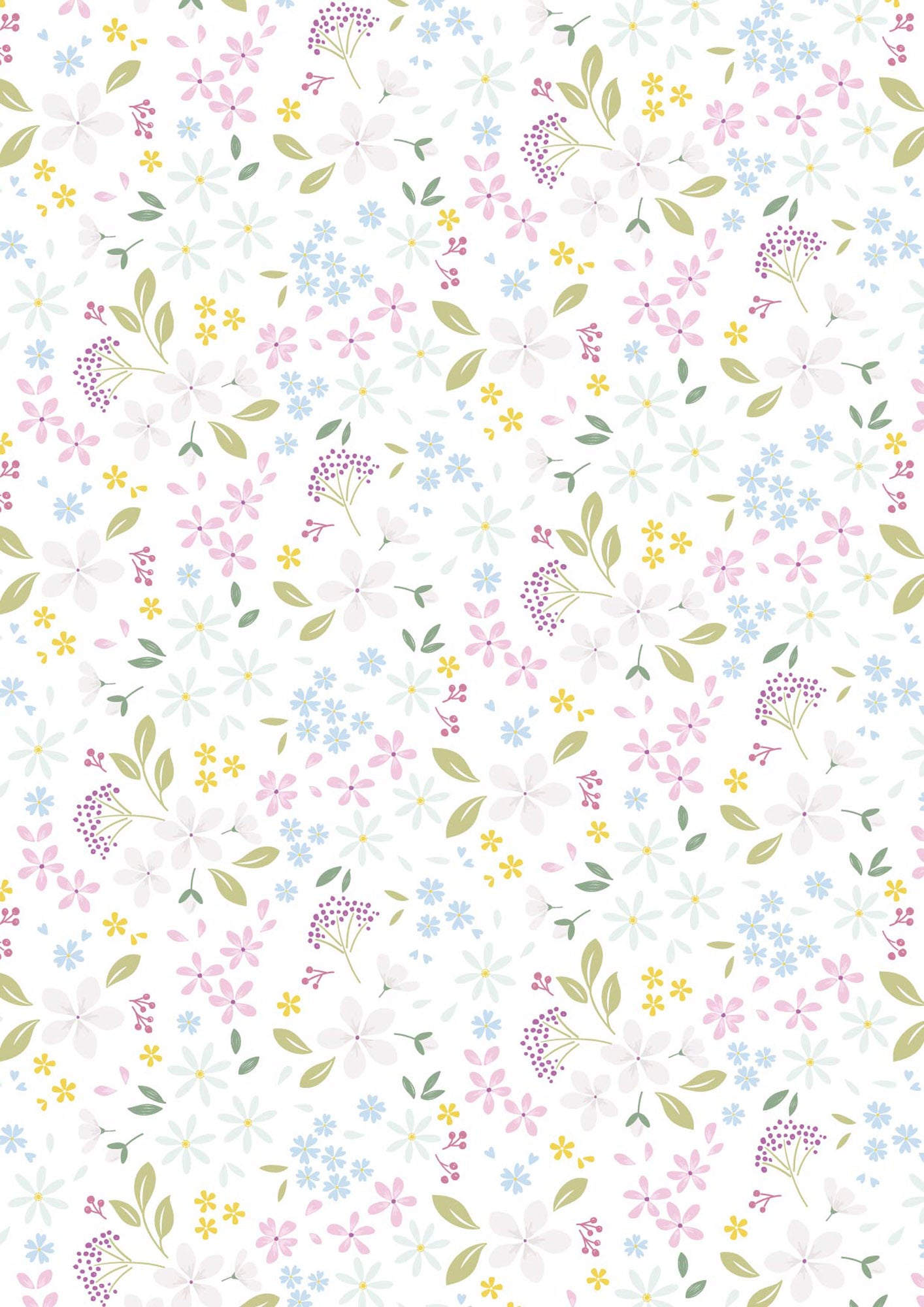 The Pressed Flowers Collection - Floral Ode White Cassandra Connolly with Lewis and Irene Fabrics 