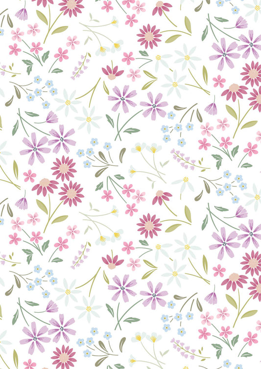 The Pressed Flowers Collection - Sleeping Bloom White Cassandra Connolly Lewis and Irene Fabrics 