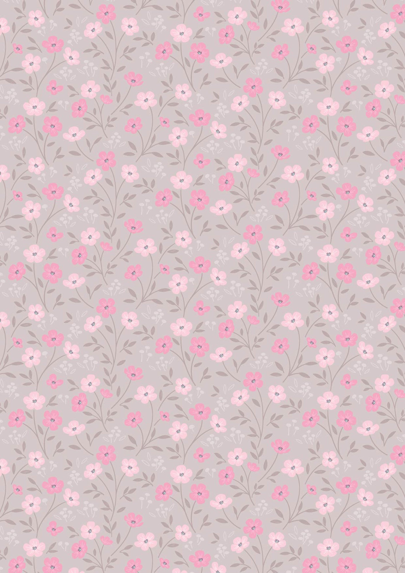 The Pressed Flowers Collection - Timeless Blossom Deep Taupe by Cassandra Connolly for Lewis and Irene fabrics