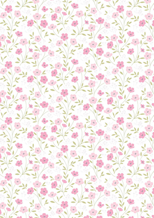 The Pressed Flowers Collection - Timeless Blossom White by Cassandra Connolly for Lewis and Irene Fabrics