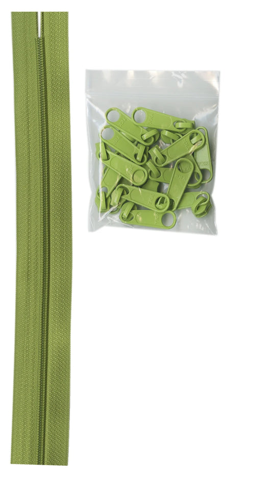 4 yards of 16mm #4.5 Zipper Chain and 16 Ex-Large Apple Green