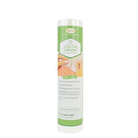 Stick and Tear Away Stabilizer White 12 in x 10 yd Roll