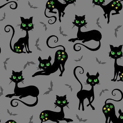 Michael Miller Fabrics, Trick or Treat, Halloween Fabrics, Cats, Bats, Skulls, Pumpkins, Cotton Fabric, Michael Miller, Quilting Cotton