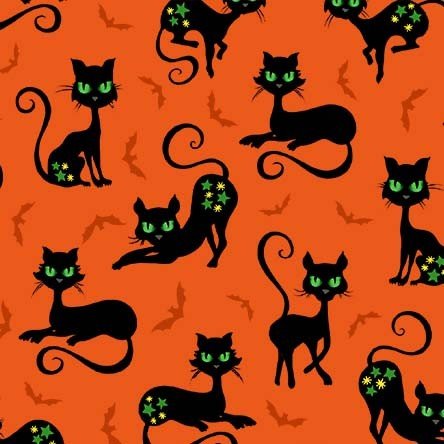 Michael Miller Fabrics, Trick or Treat, Halloween Fabrics, Cats, Bats, Skulls, Pumpkins, Cotton Fabric, Michael Miller, Quilting Cotton