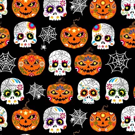 Michael Miller Fabrics, Trick or Treat, Halloween Fabrics, Cats, Bats, Skulls, Pumpkins, Cotton Fabric, Michael Miller, Quilting Cotton