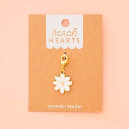 White Daisy Zipper Charm