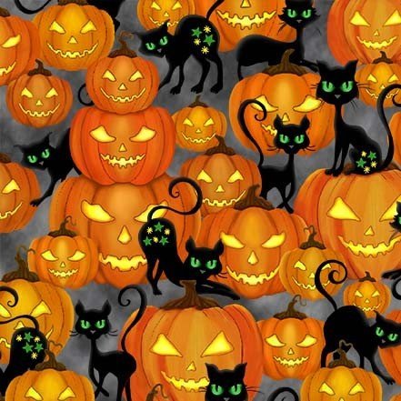 Michael Miller Fabrics, Trick or Treat, Halloween Fabrics, Cats, Bats, Skulls, Pumpkins, Cotton Fabric, Michael Miller, Quilt