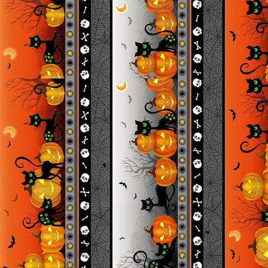 Michael Miller Fabrics, Trick or Treat, Halloween Fabrics, Cats, Bats, Skulls, Pumpkins, Cotton Fabric, Michael Miller, Quilt