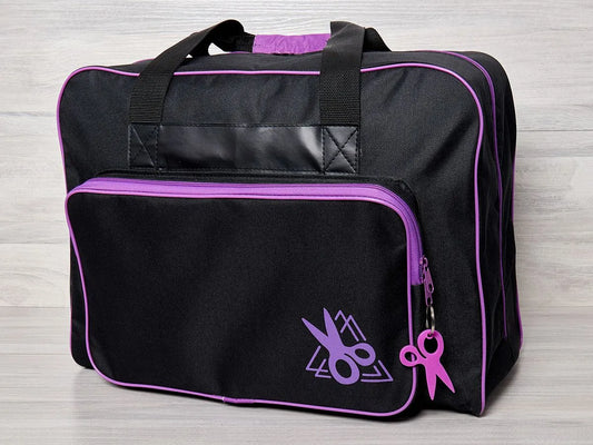 Black Sewing Machine Bag with purple accent